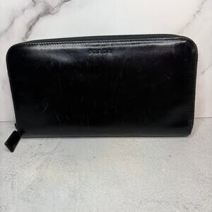 Prada Black Leather Wallet – Zip Around, Card Slots, Coin Pocket